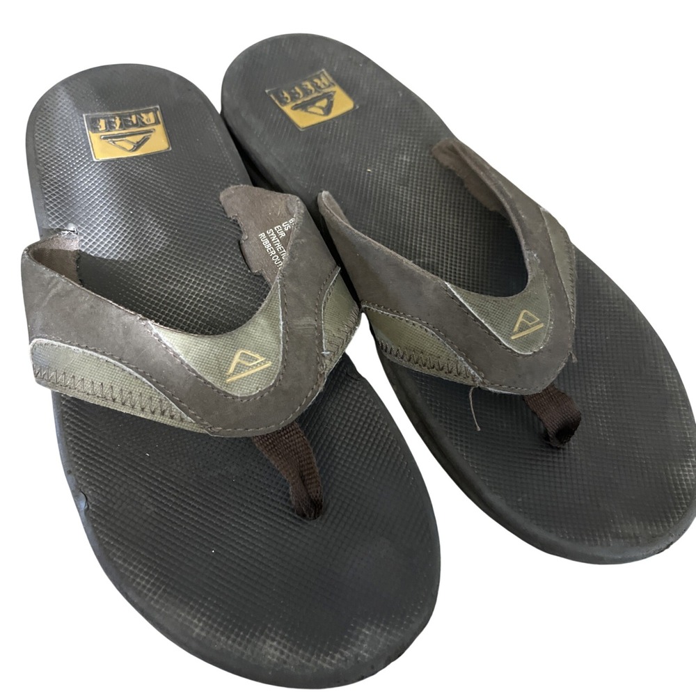 Reef Flip Flops Men Size 9 Brown Fanning Bottle Opener Airbag Athletic Sandals